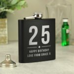 Personalised Big Numbers Birthday Black Stainless Steel Hip Flask - Image 4
