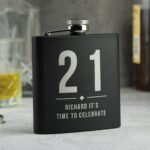 Personalised Big Numbers Birthday Black Stainless Steel Hip Flask - Image 5