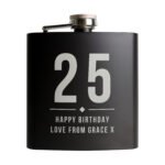 Personalised Big Numbers Birthday Black Stainless Steel Hip Flask - Image 6
