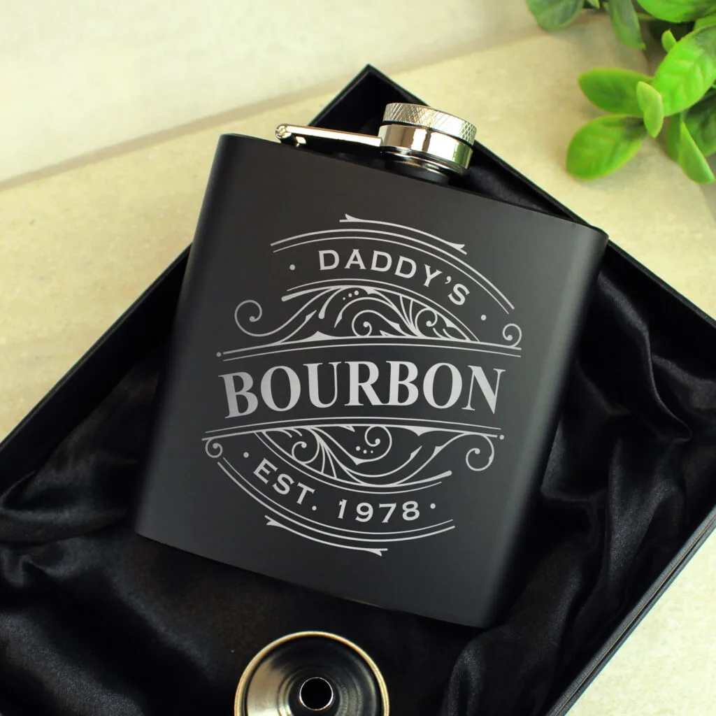 P0104N19 Personalised Any Spirit Design Black Stainless Steel Hip Flask 2