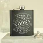 Personalised Any Spirit Design Black Stainless Steel Hip Flask - Image 3