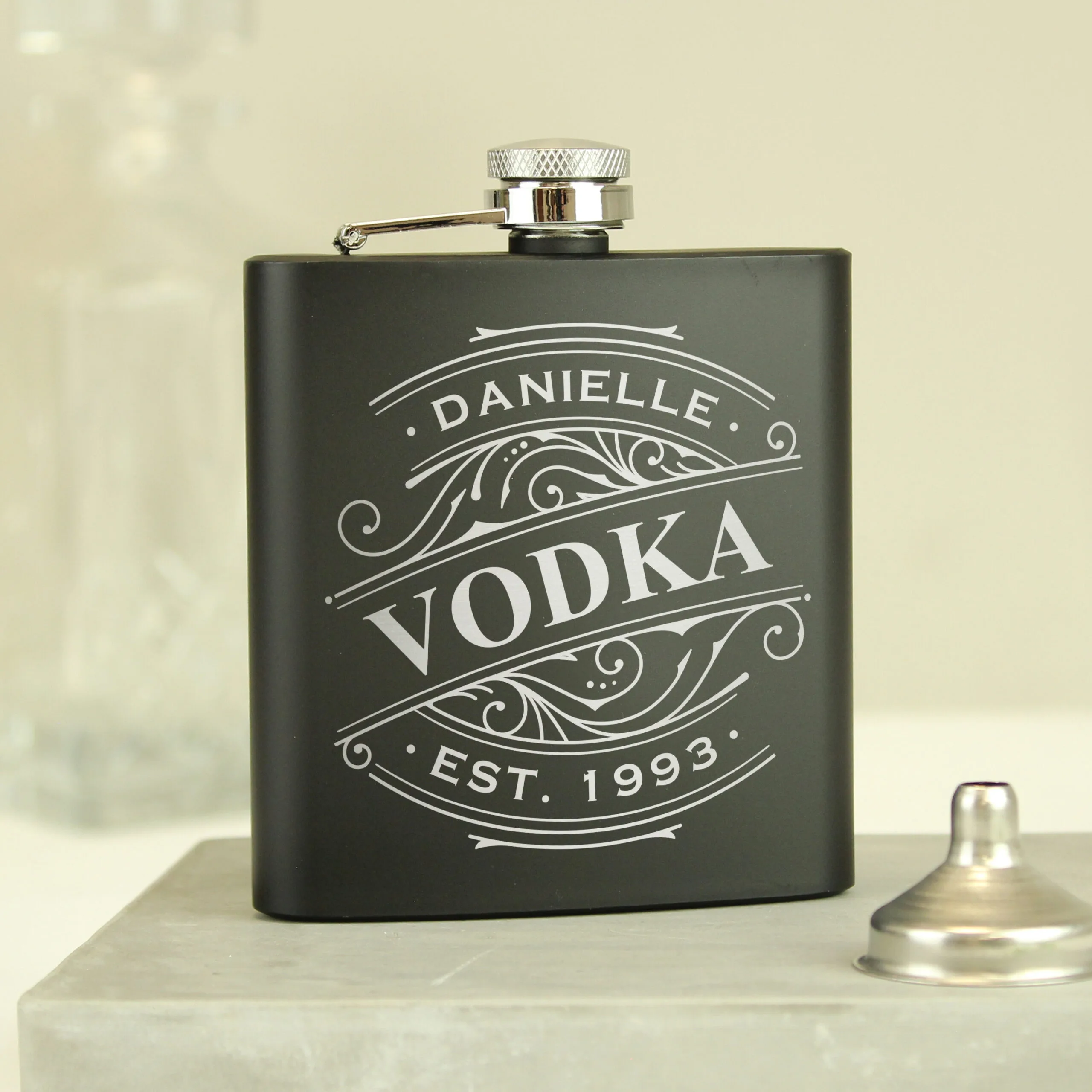 Personalised Any Spirit Design Black Stainless Steel Hip Flask - Image 3