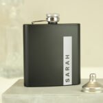 Personalised Name Only Black Stainless Steel Hip Flask - Image 5