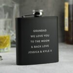 Personalised Any Message Black Stainless Steel Hip Flask