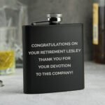 Personalised Any Message Black Stainless Steel Hip Flask - Image 2