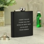 Personalised Any Message Black Stainless Steel Hip Flask - Image 3