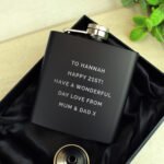 Personalised Any Message Black Stainless Steel Hip Flask - Image 8