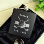 Personalised Golf Themed Black Stainless Steel Hip Flask - Image 2