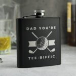 Personalised Golf Themed Black Stainless Steel Hip Flask - Image 3