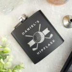 Personalised Golf Themed Black Stainless Steel Hip Flask - Image 4