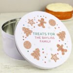 Personalised Any Message Christmas Cookies Design Round Cake Tin