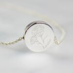 Personalised January Birth Flower Design Silver Tone Disc Necklace & Gift Box - Image 2