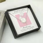 Personalised January Birth Flower Design Silver Tone Disc Necklace & Gift Box - Image 4