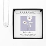 Personalised February Birth Flower Design Silver Tone Disc Necklace & Gift Box - Image 6