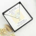 Personalised March Birth Flower Design Silver Tone Disc Necklace & Gift Box