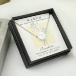 Personalised March Birth Flower Design Silver Tone Disc Necklace & Gift Box - Image 4