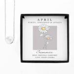 Personalised April Birth Flower Design Silver Tone Disc Necklace & Gift Box - Image 6