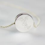 Personalised May Birth Flower Design Silver Tone Disc Necklace & Gift Box - Image 2