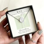 Personalised May Birth Flower Design Silver Tone Disc Necklace & Gift Box - Image 5