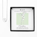 Personalised May Birth Flower Design Silver Tone Disc Necklace & Gift Box - Image 3