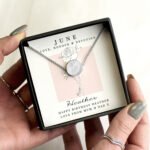 Personalised June Birth Flower Design Silver Tone Disc Necklace & Gift Box - Image 3