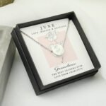 Personalised June Birth Flower Design Silver Tone Disc Necklace & Gift Box - Image 4