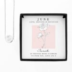Personalised June Birth Flower Design Silver Tone Disc Necklace & Gift Box - Image 6