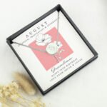 Personalised August Birth Flower Design Silver Tone Disc Necklace & Gift Box