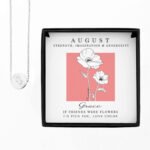 Personalised August Birth Flower Design Silver Tone Disc Necklace & Gift Box - Image 6
