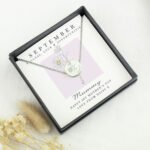 Personalised September Birth Flower Design Silver Tone Disc Necklace & Gift Box