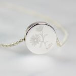 Personalised September Birth Flower Design Silver Tone Disc Necklace & Gift Box - Image 2