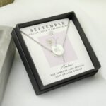 Personalised September Birth Flower Design Silver Tone Disc Necklace & Gift Box - Image 4
