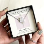 Personalised September Birth Flower Design Silver Tone Disc Necklace & Gift Box - Image 3