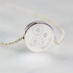 Personalised October Birth Flower Design Silver Tone Disc Necklace & Gift Box - Image 2