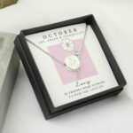 Personalised October Birth Flower Design Silver Tone Disc Necklace & Gift Box - Image 4