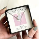 Personalised October Birth Flower Design Silver Tone Disc Necklace & Gift Box - Image 5