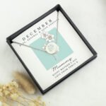 Personalised December Birth Flower Design Silver Tone Disc Necklace & Gift Box