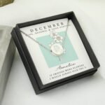 Personalised December Birth Flower Design Silver Tone Disc Necklace & Gift Box - Image 4