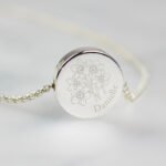 Personalised December Birth Flower Design Silver Tone Disc Necklace & Gift Box - Image 2