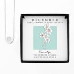 Personalised December Birth Flower Design Silver Tone Disc Necklace & Gift Box - Image 6