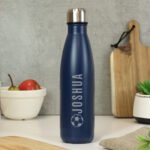 Personalised Football Motif Navy Blue Stainless Steel Insulated Drinks Bottle - Image 4