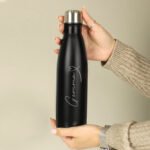 Personalised Heart Motif Black Stainless Steel Insulated Drinks Bottle - Image 2