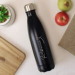 Personalised Heart Motif Black Stainless Steel Insulated Drinks Bottle - Image 3