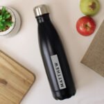 Personalised Rectangle Name Only Black Stainless Steel Insulated Drinks Bottle - Image 3