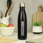 Personalised Rectangle Name Only Black Stainless Steel Insulated Drinks Bottle - Image 5