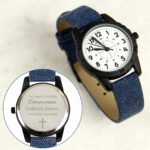 Personalised Children’s Any Message Cross Motif Blue Watch - Image 6