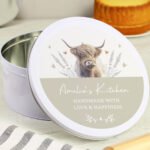 Personalised Highland Cow Design Cake Tin - Image 2
