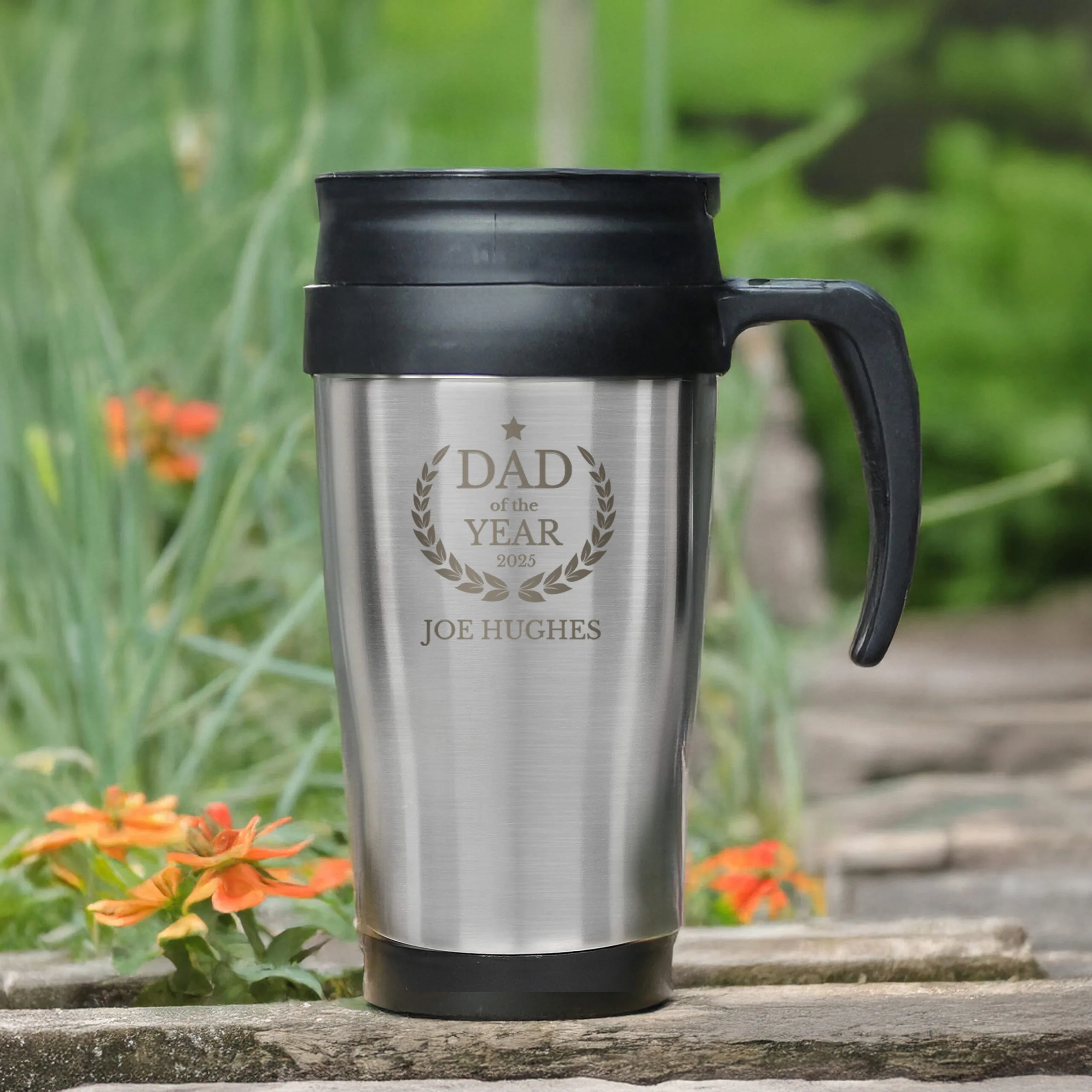Personalised 'Dad of The Year' Stainless Steel Travel Mug - Image 4