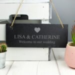 Personalised Any Message Heart Motif Hanging Slate Plaque - Image 2