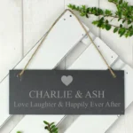Personalised Any Message Heart Motif Hanging Slate Plaque - Image 3